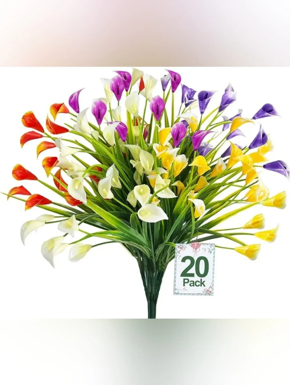 20 Bundles Calla Lily (400 Heads) Artificial Flowers for Outdoors